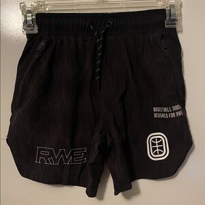 Black and White Overtime Boy's RWE Basketball Shorts Small